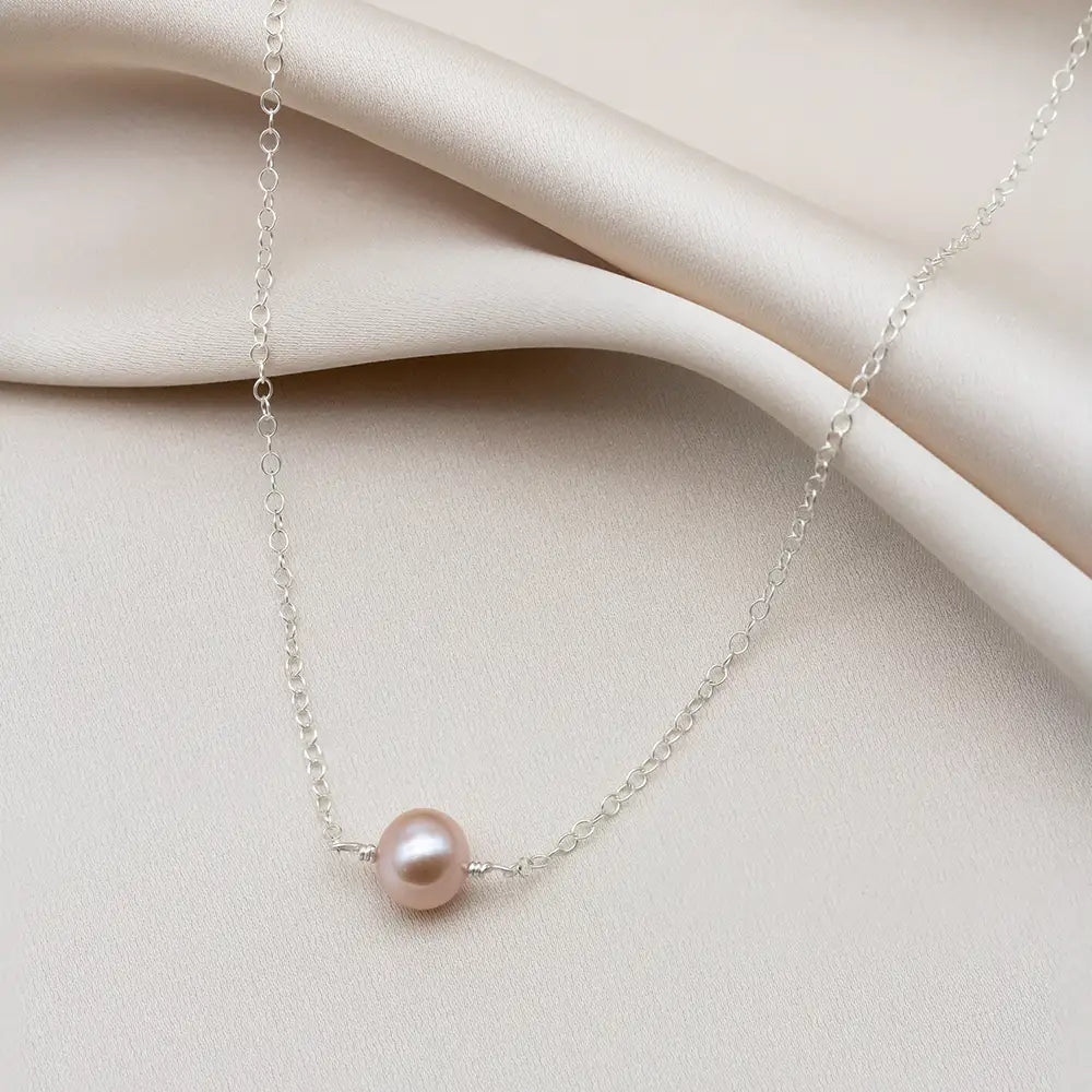 Amari Single Round Pink Pearl Necklace