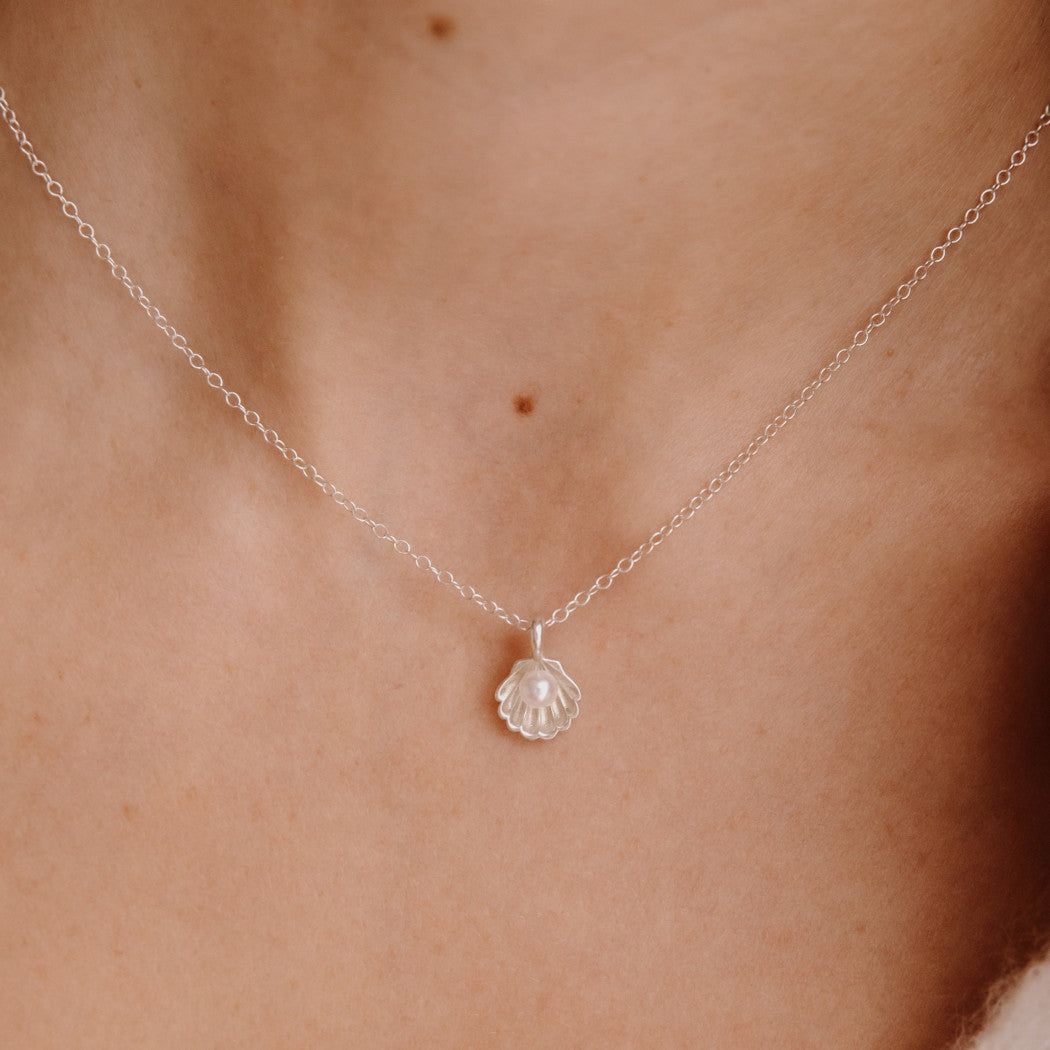 Shell and Pearl Charm Pendant Necklace