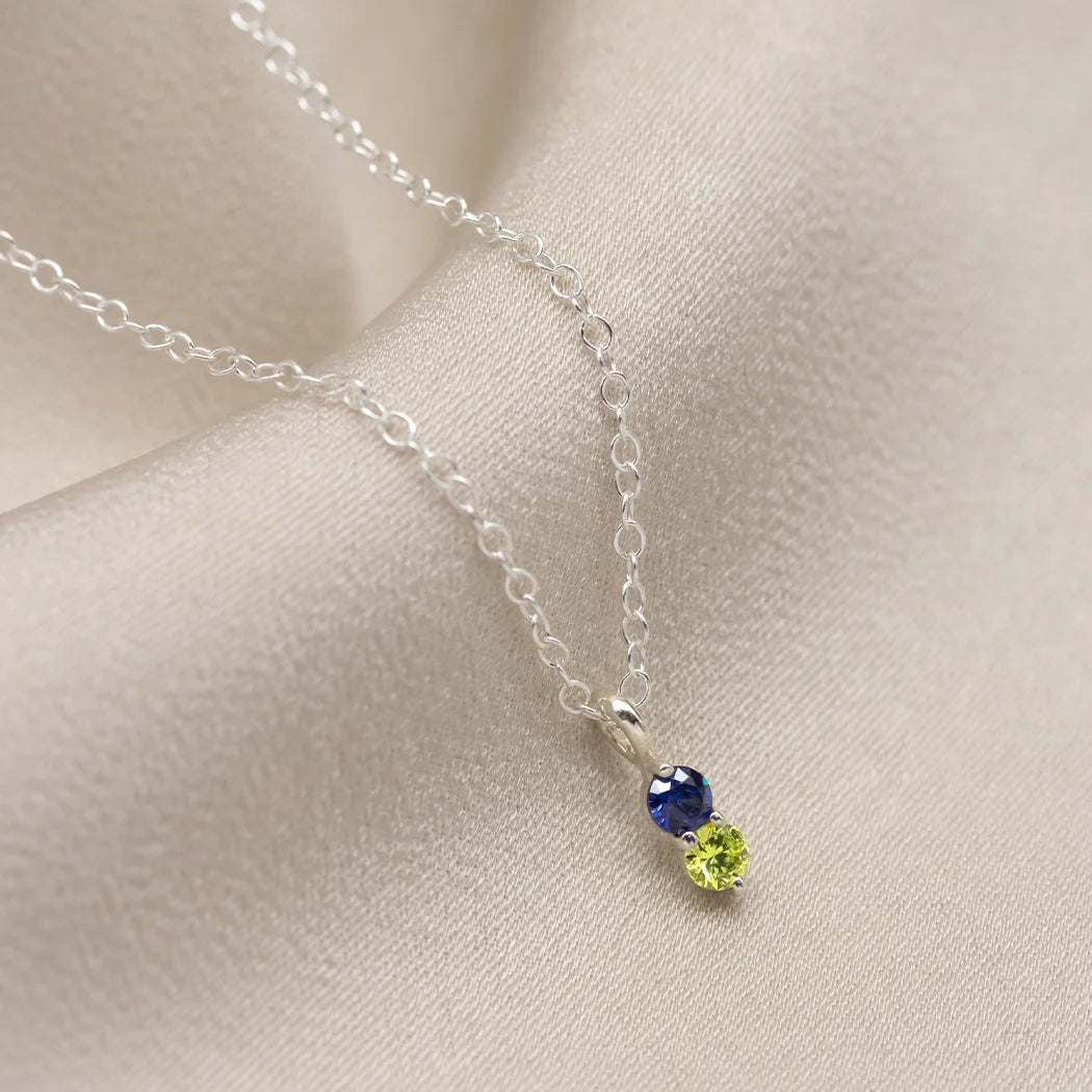 Two Birthstone Charm Necklace