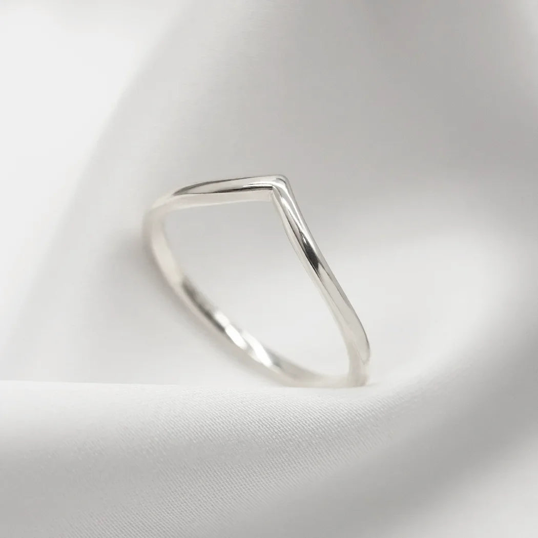 Sterling Silver Wishbone Wedding Ring - Liana
