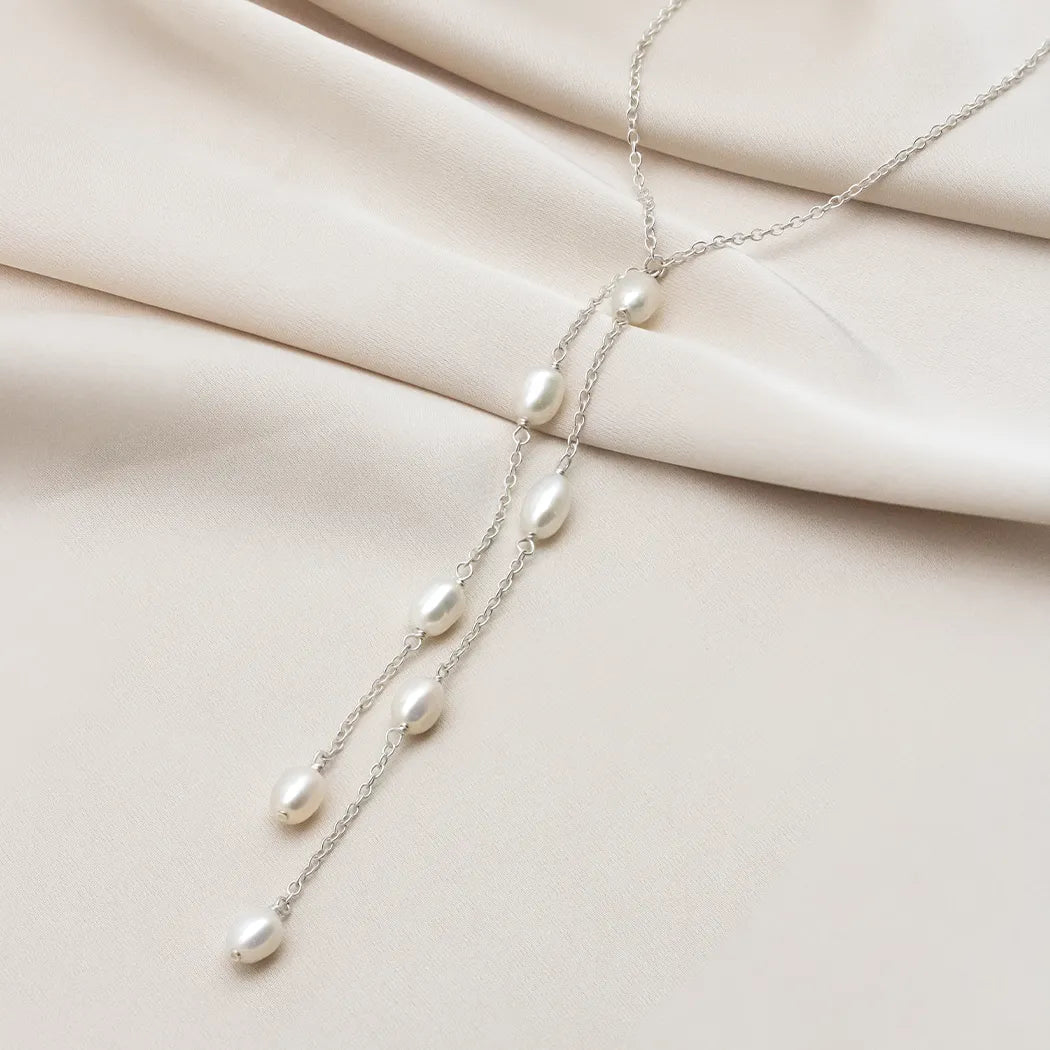 Maya Double Strand Long Pearl Necklace