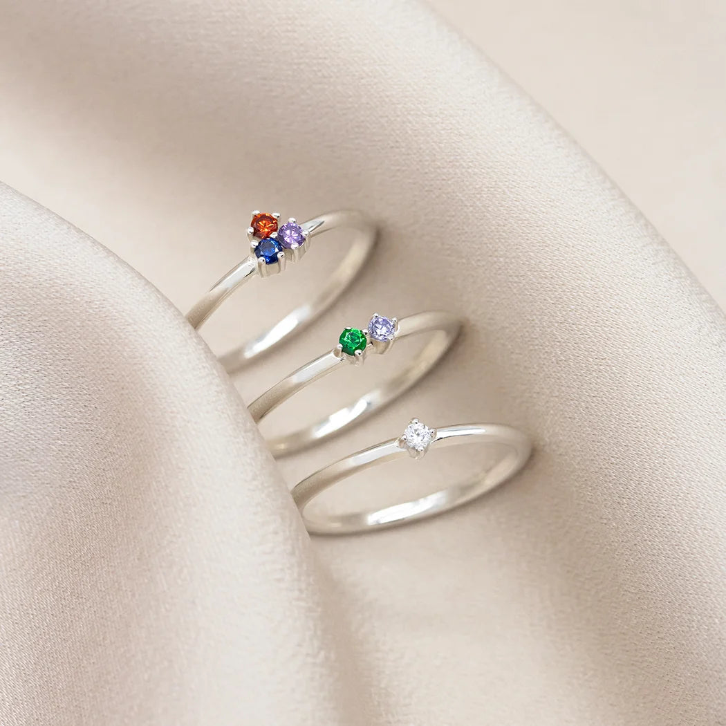 Mini Two Stone Crystal Birthstone Ring
