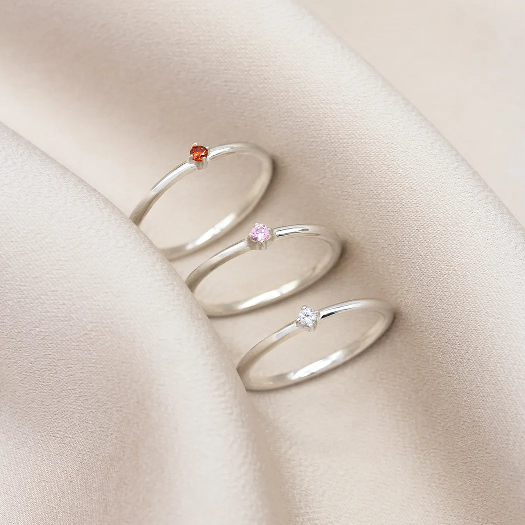Mini Single Crystal Birthstone Ring
