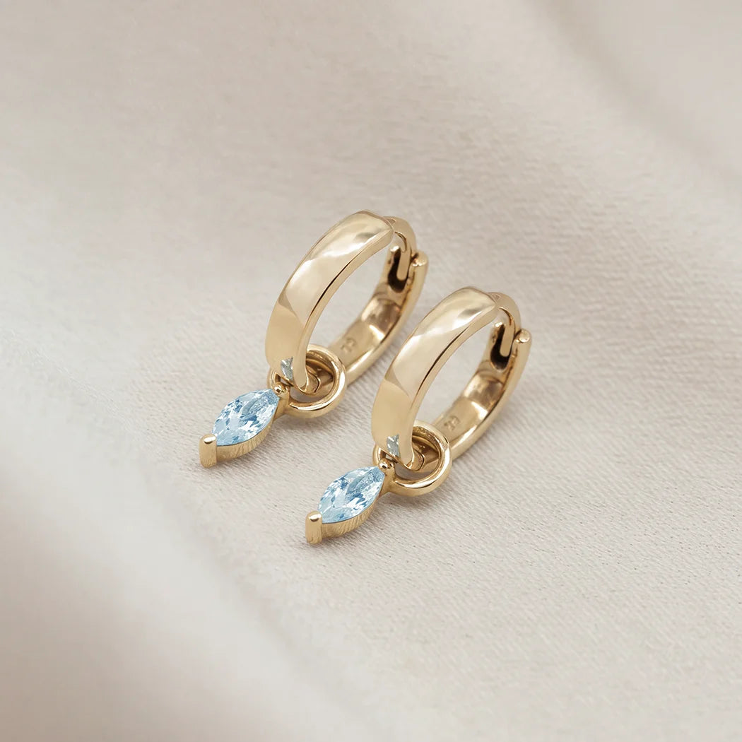 Mini Marquise Birthstone Huggy Hoops
