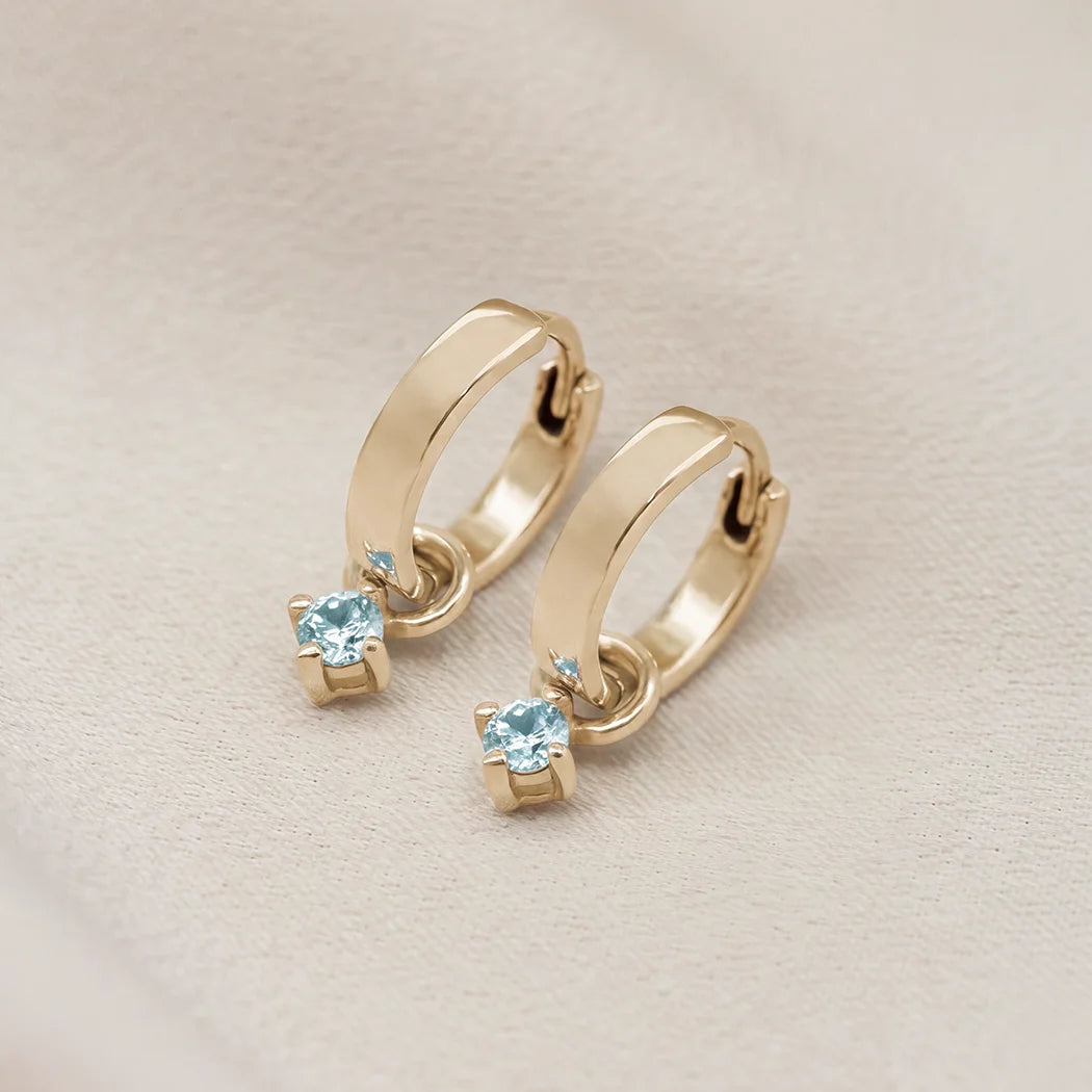 Mini Round Birthstone Huggy Hoops