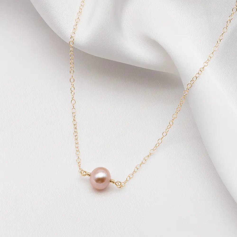 Amari Single Round Pink Pearl Necklace