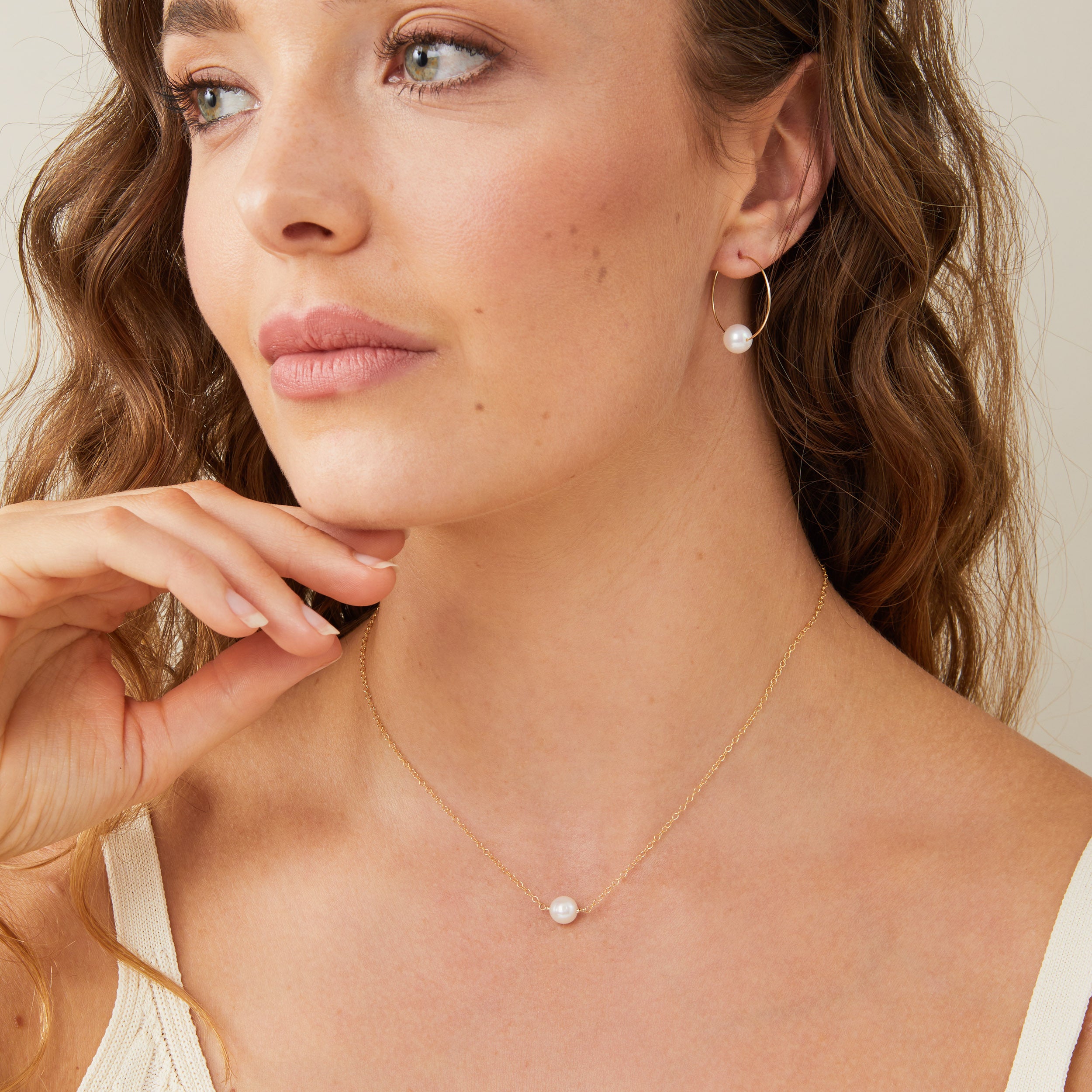 Mia Bridesmaids Hoop and Pearl Earrings