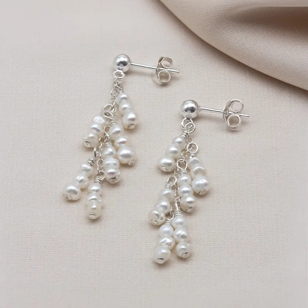 Delilah Small Bridal Pearl Cluster Earrings