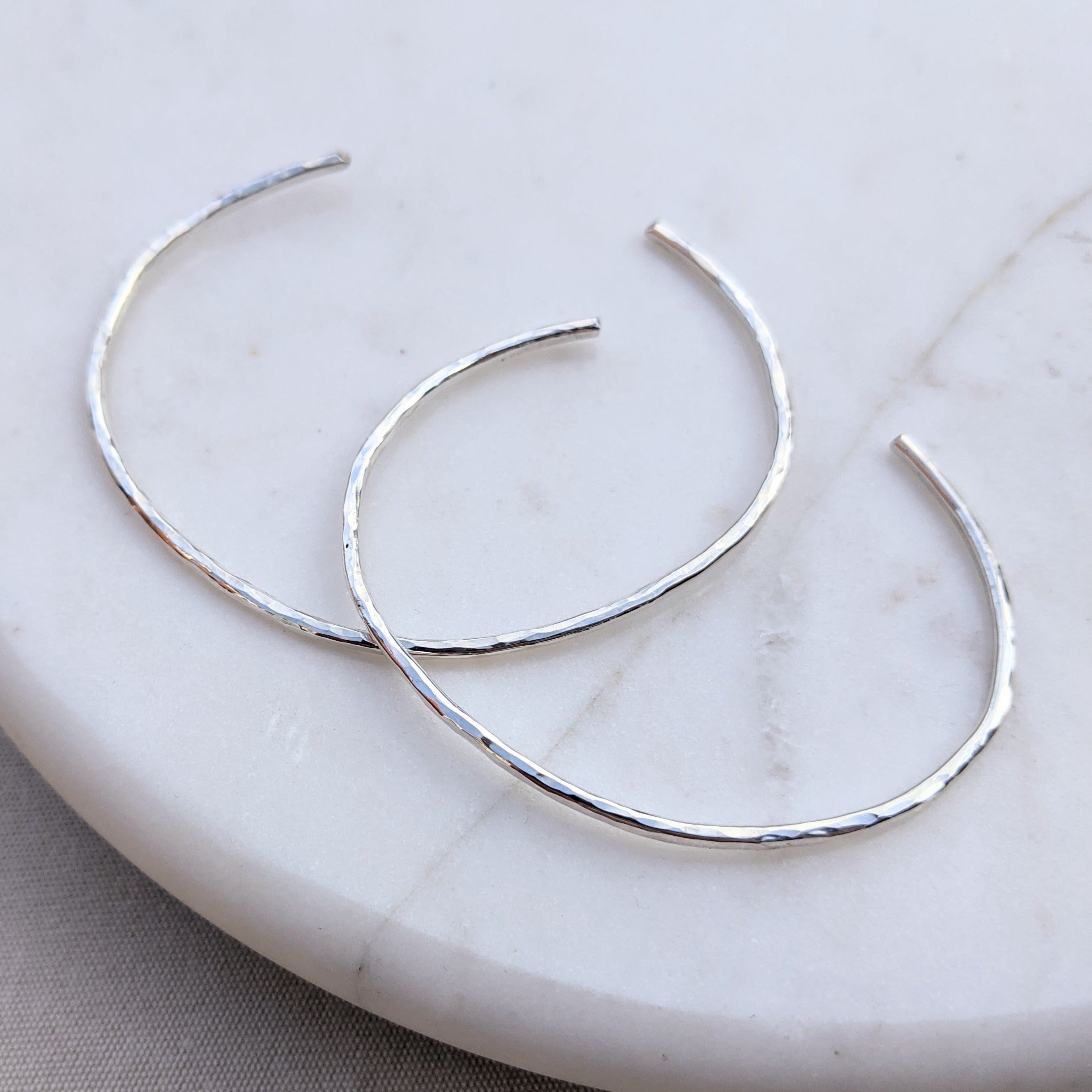 Hammered sterling silver cuff bracelets