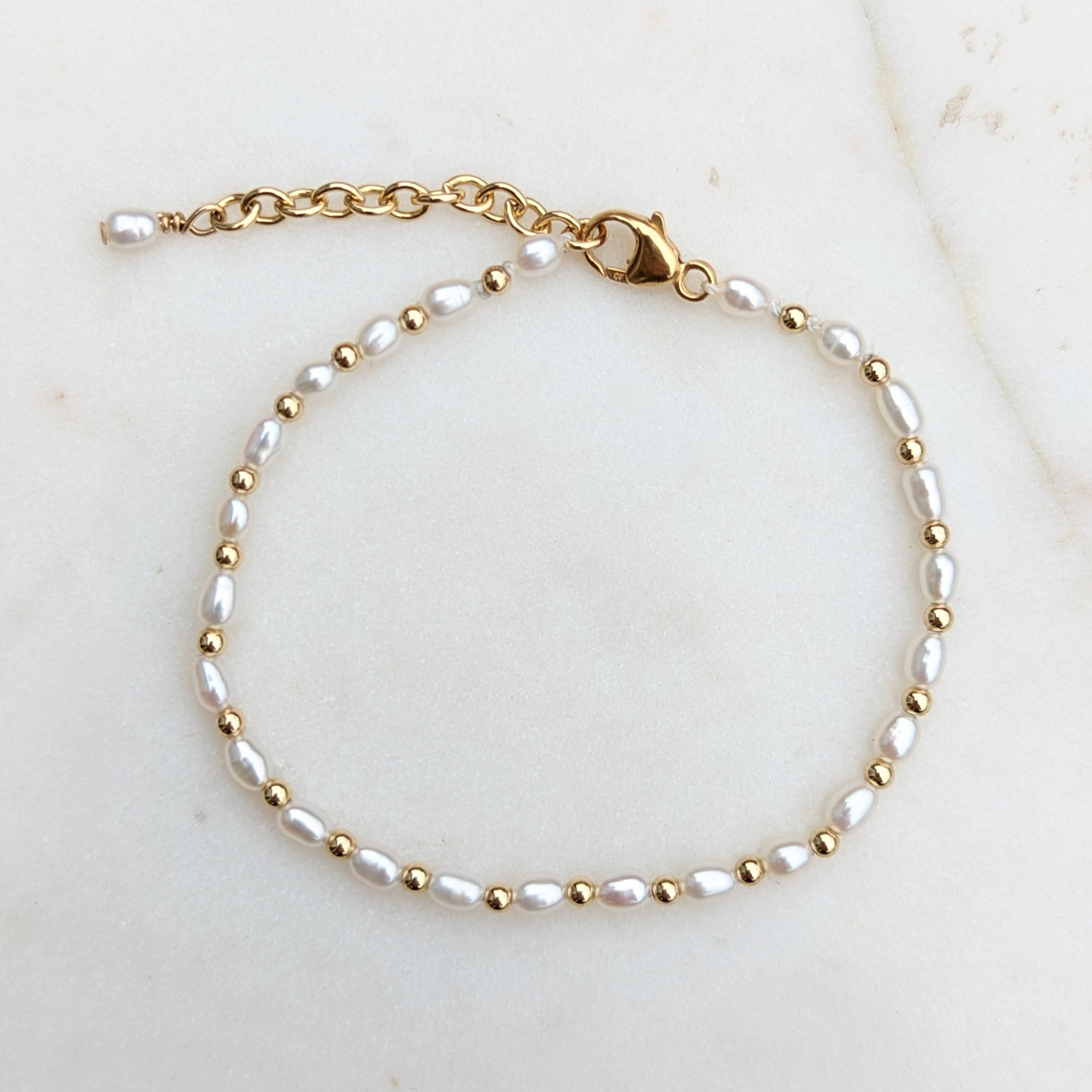 Tiny pearl and bead bracelet
