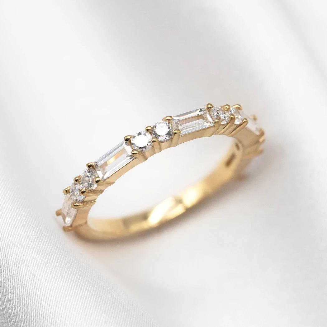 9ct Solid Gold Baguette Three Quarter Eternity Ring - Renn