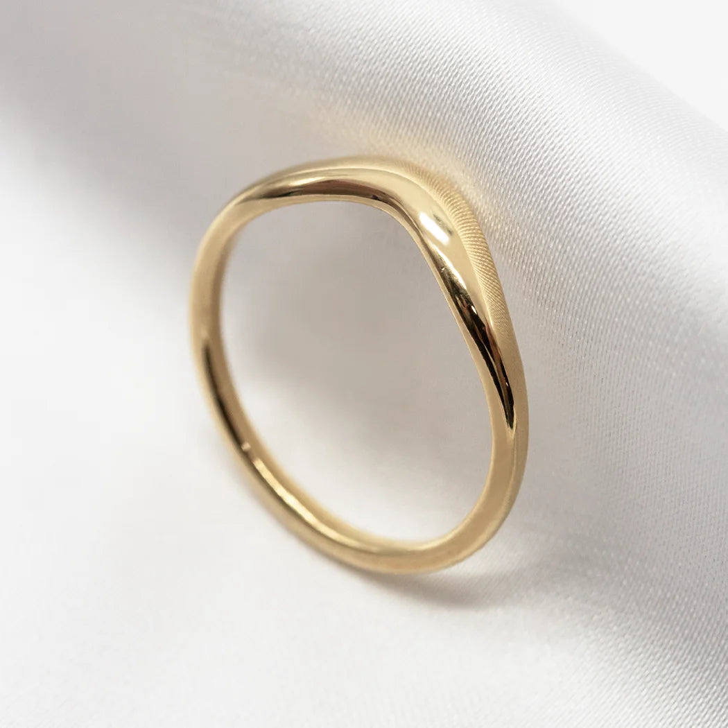 9ct Solid Gold Bold Domed Curve Ring - Nella