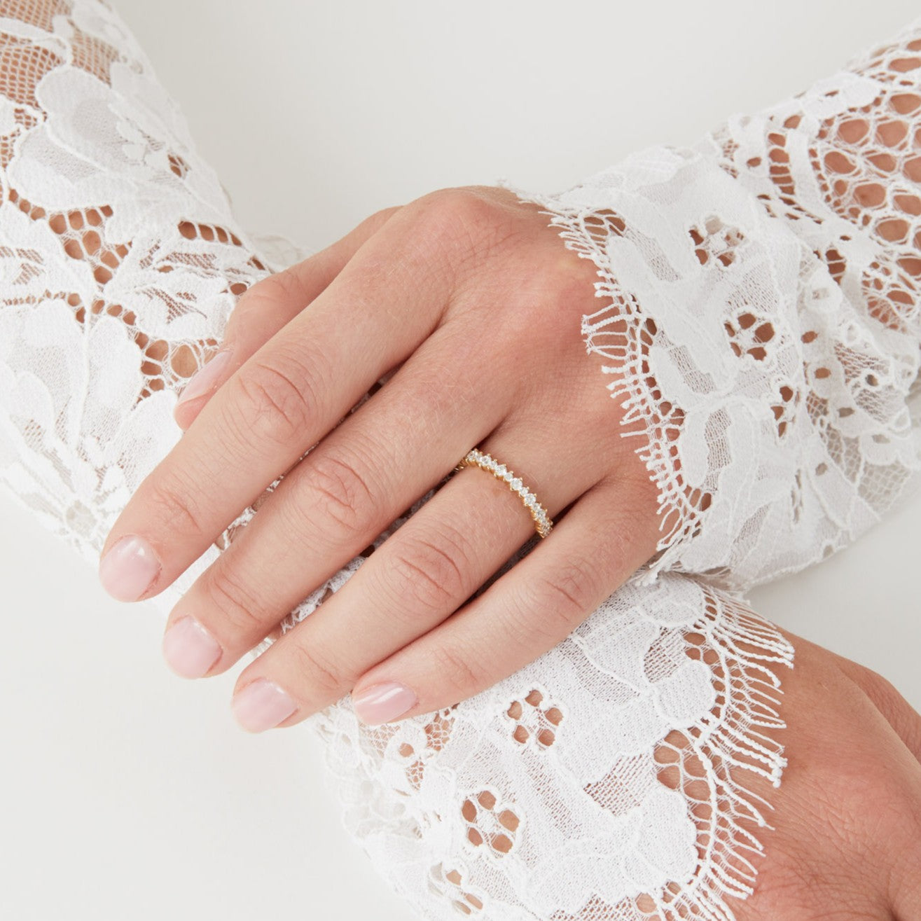9ct Solid Gold Round Half Eternity Band Ring - Stella