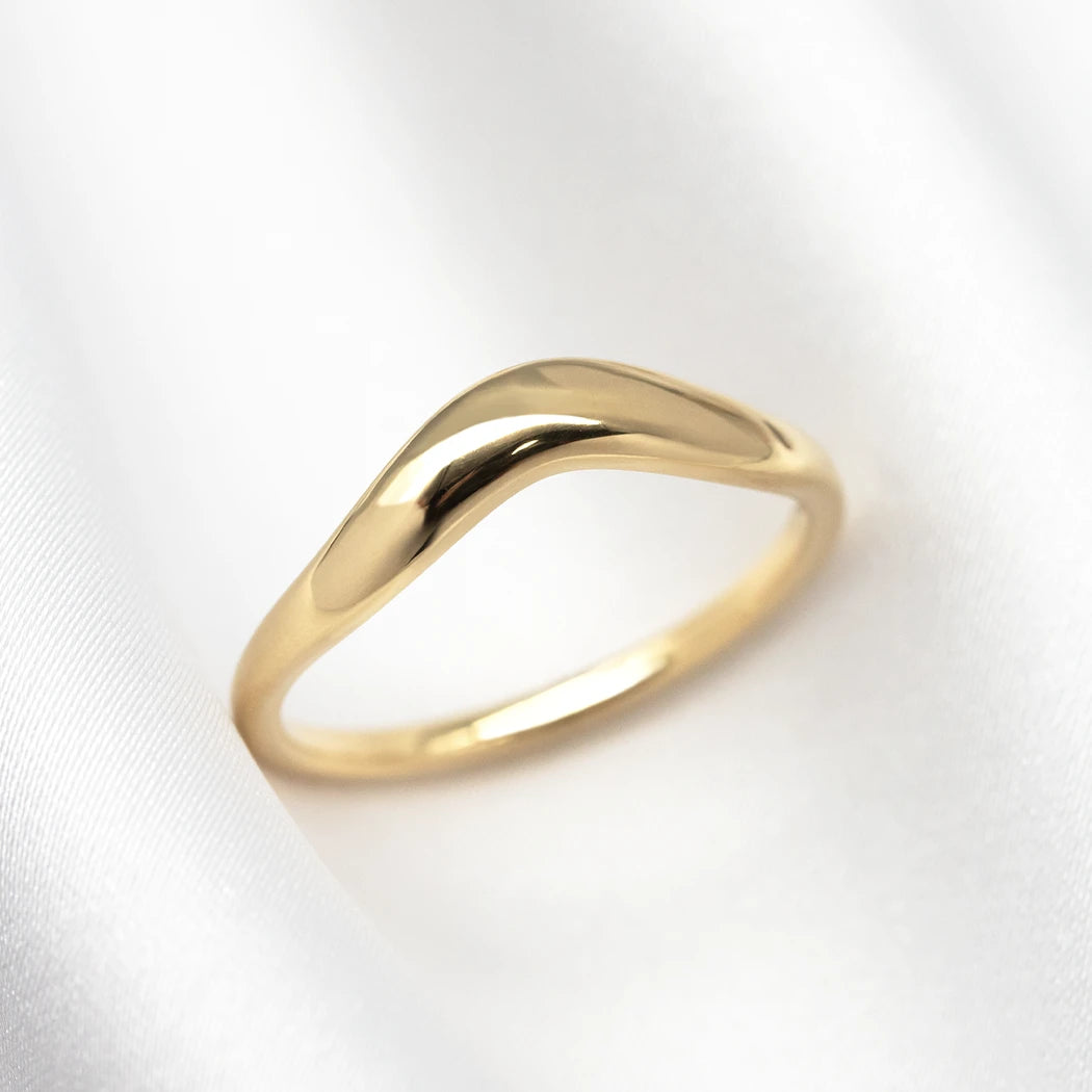 9ct Solid Gold Bold Domed Curve Ring - Nella