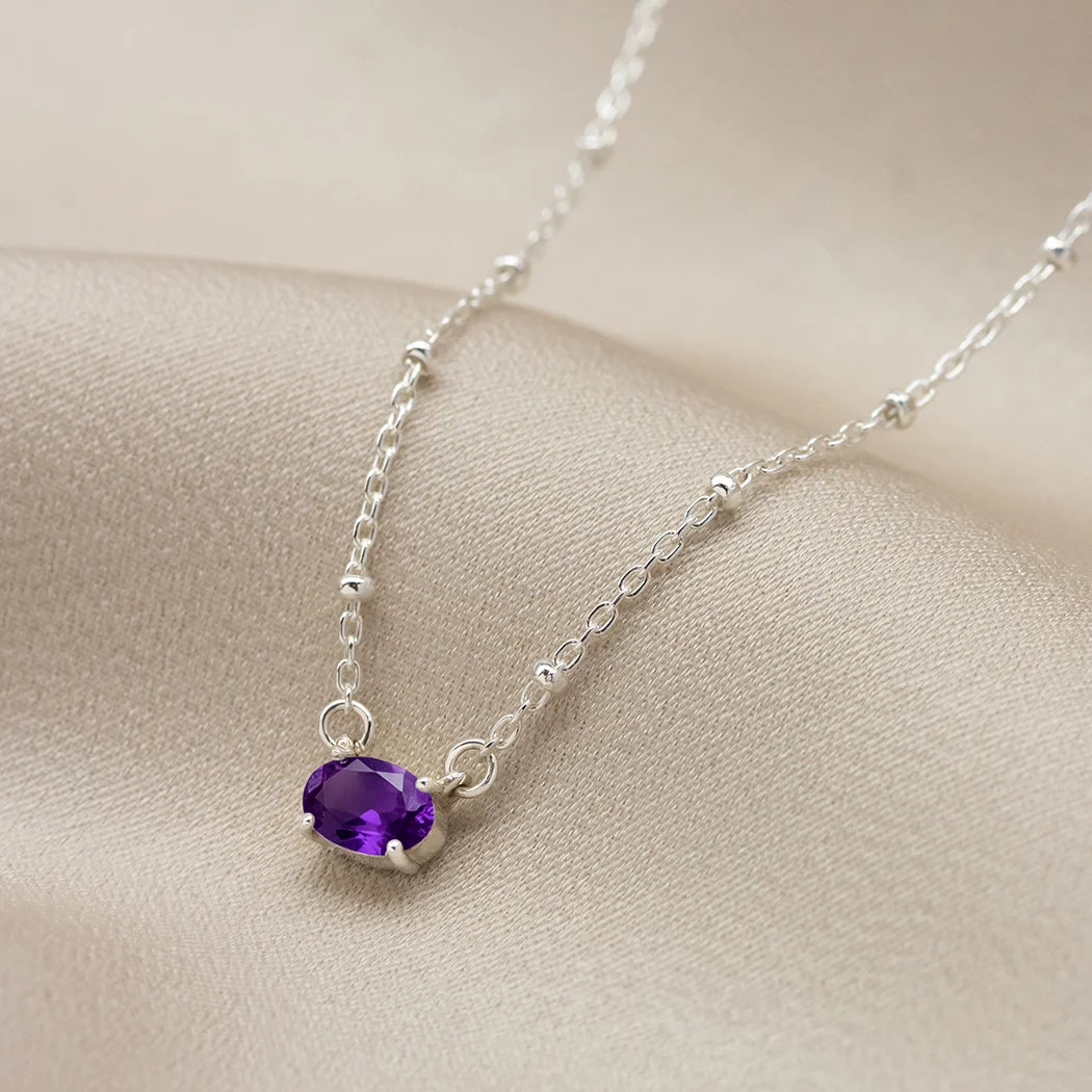 Amethyst Oval Crystal Necklace