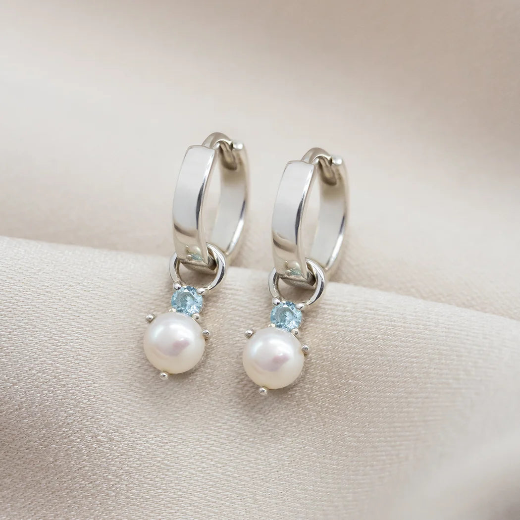 Something Blue Pearl Huggy Hoops