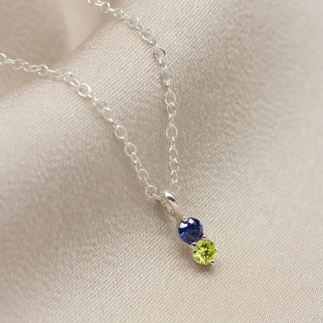 Two Birthstone Charm Necklace