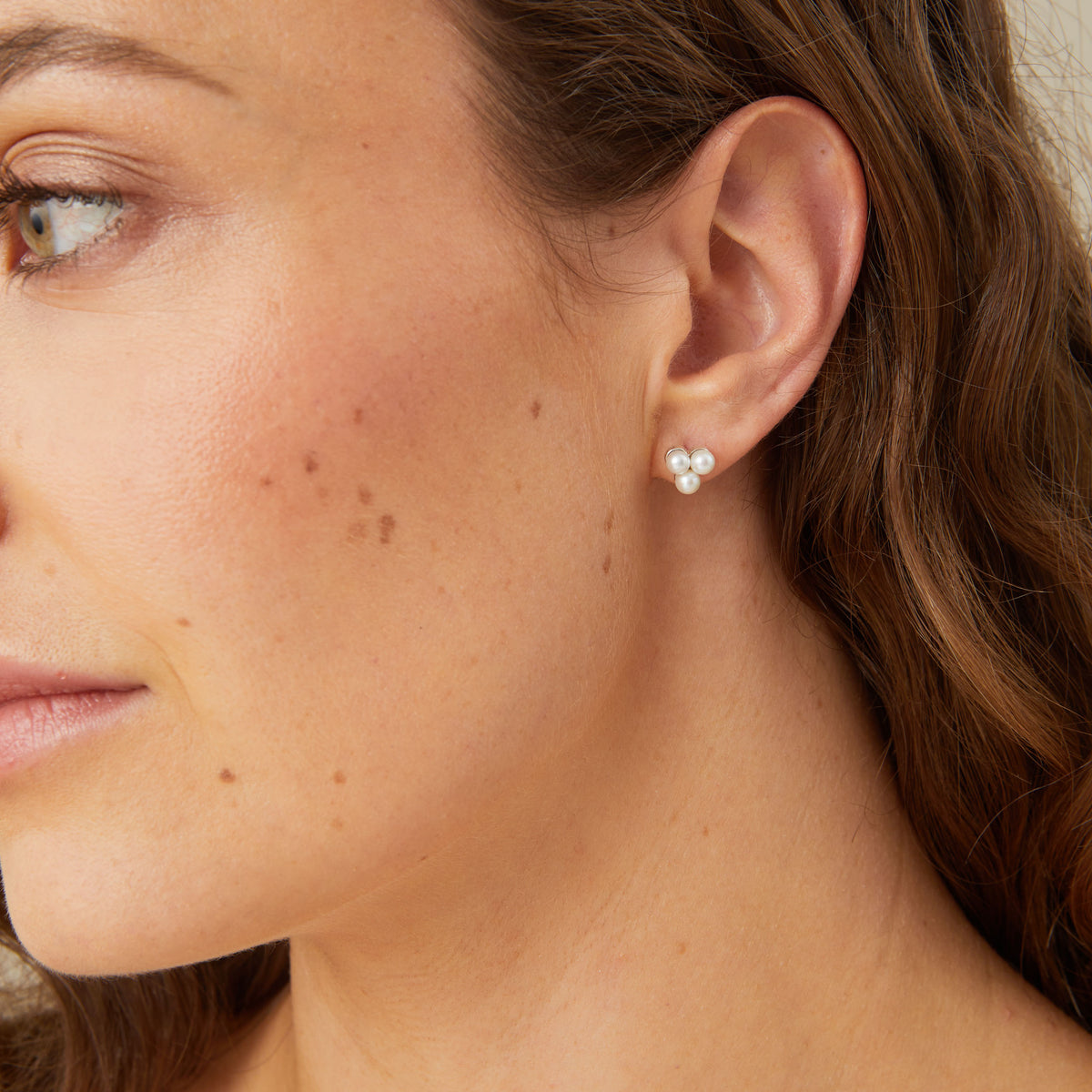 Pearl Trilogy Stud Earrings
