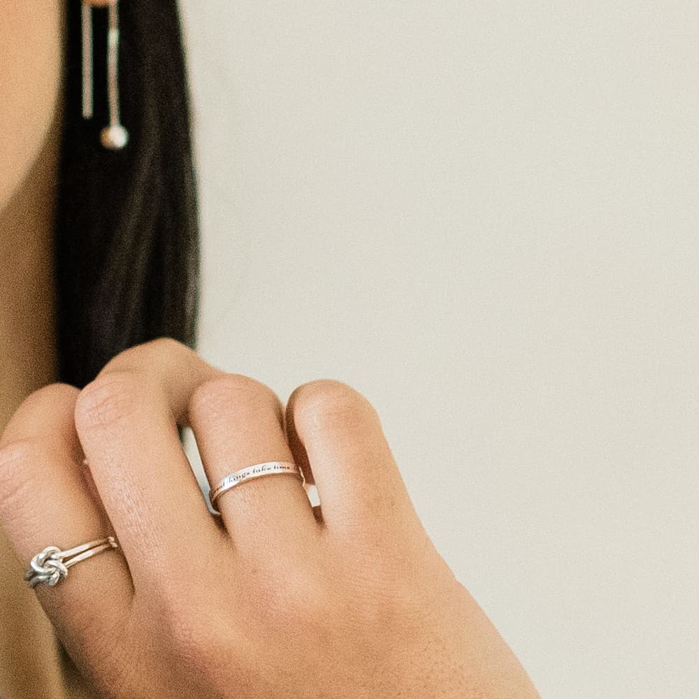 Dainty Engraved Sterling Silver Ring