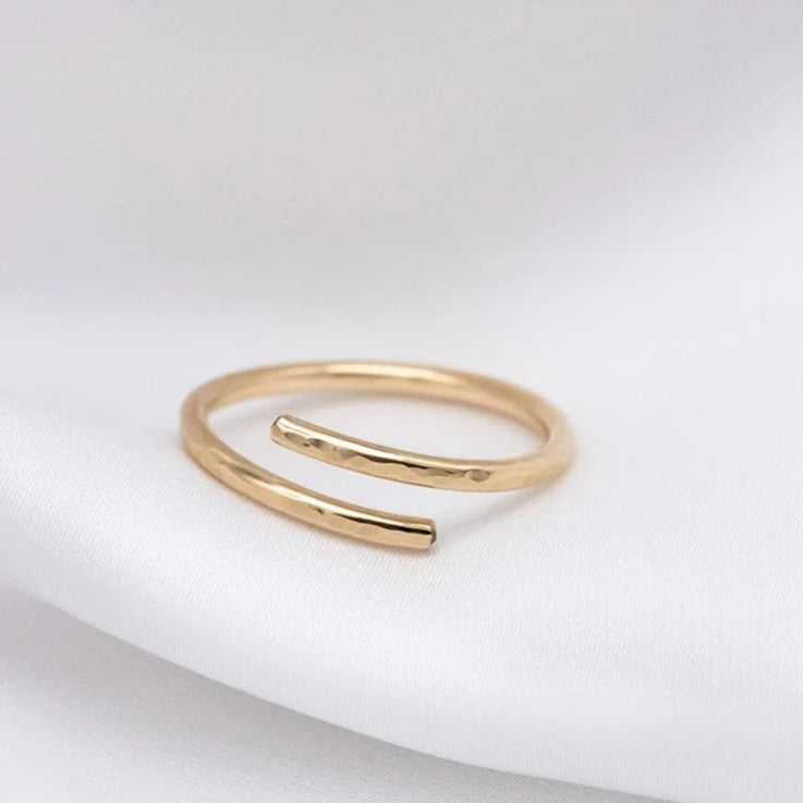 Adjustable Hammered Gold Ring