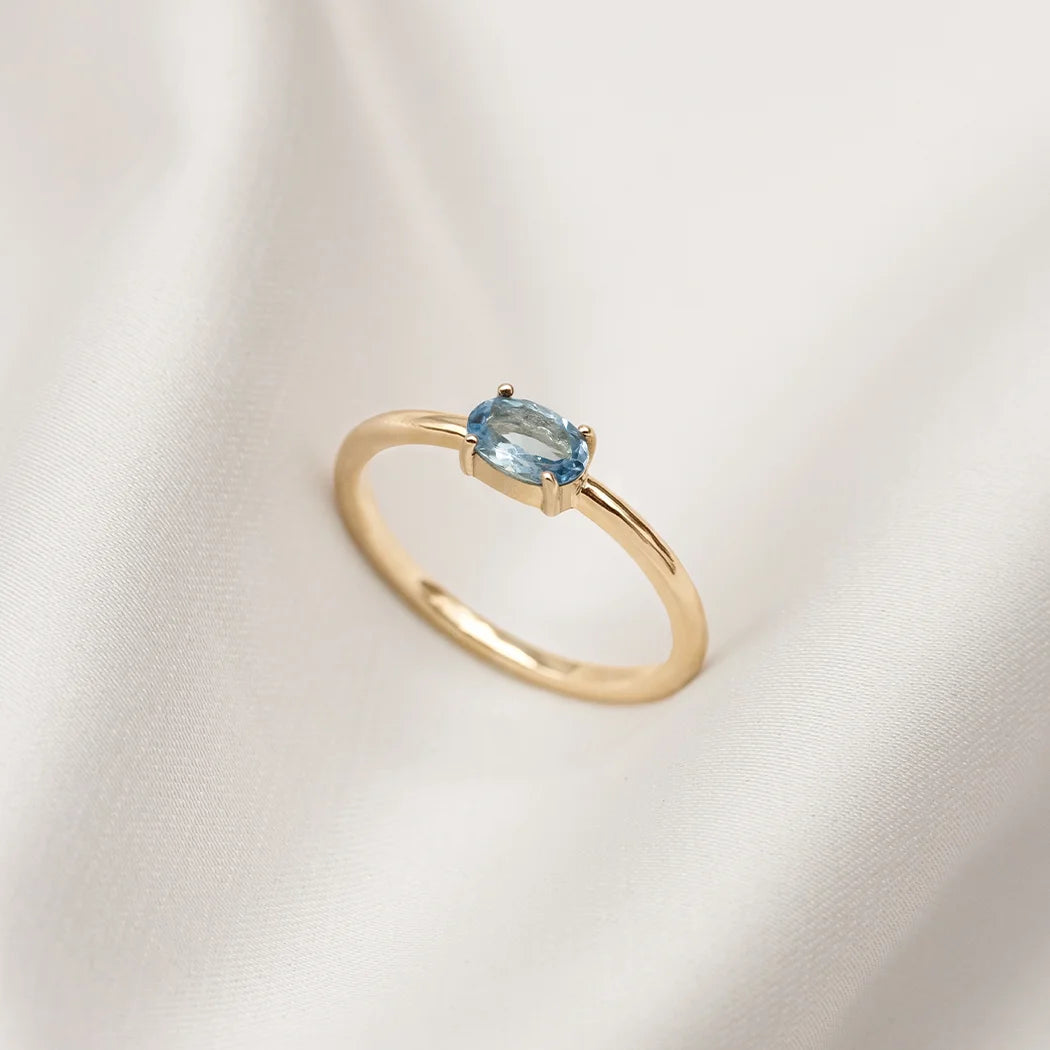 Aquamarine Oval Gemstone Ring
