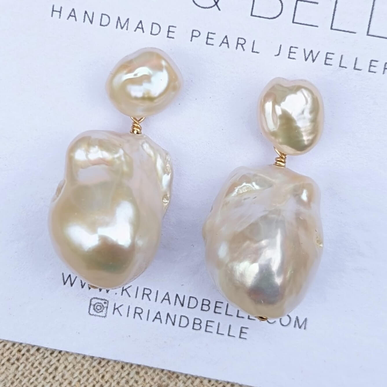 Large baroque pearl drop earrings two in one earrings