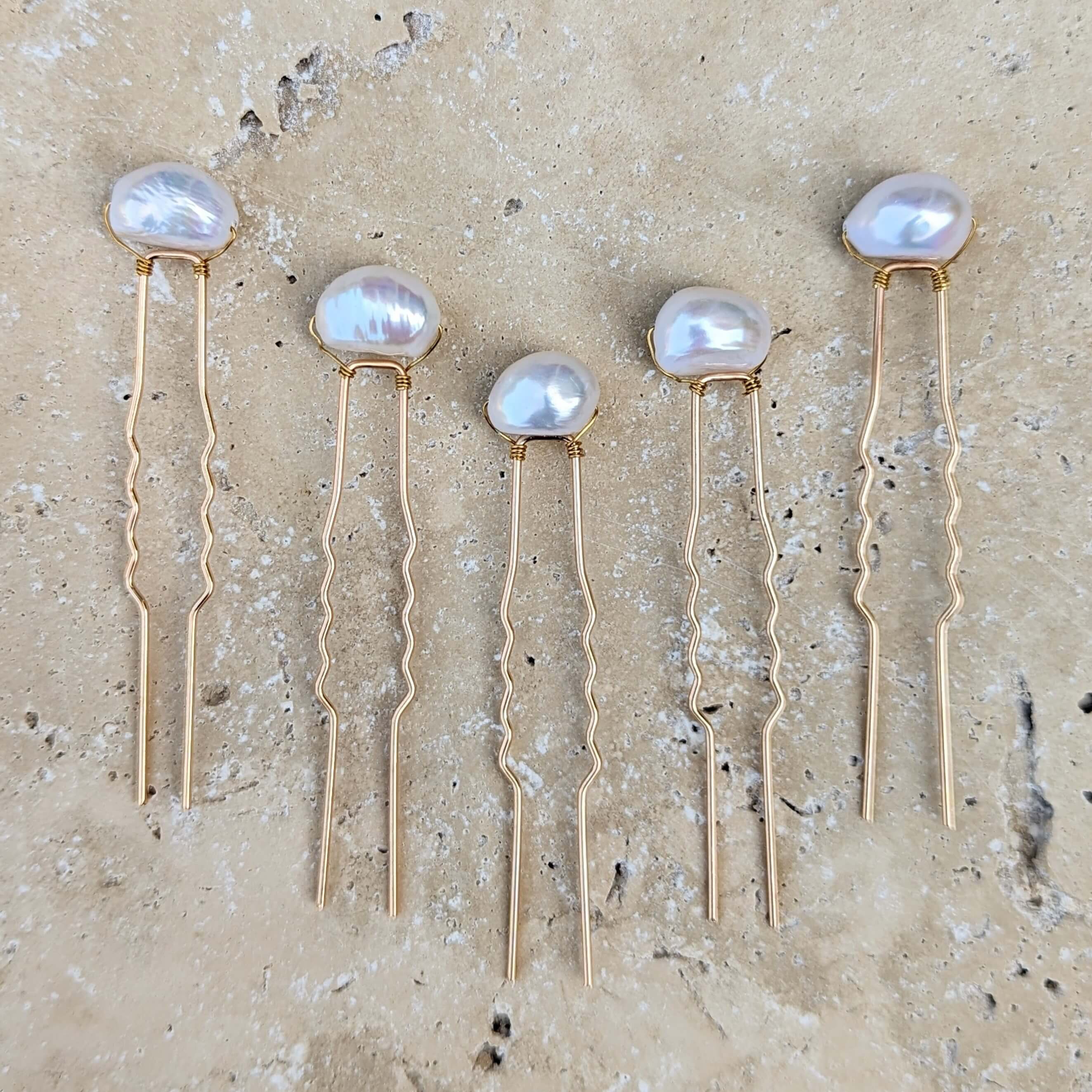 5 baroque real freshwater pearl hair pins