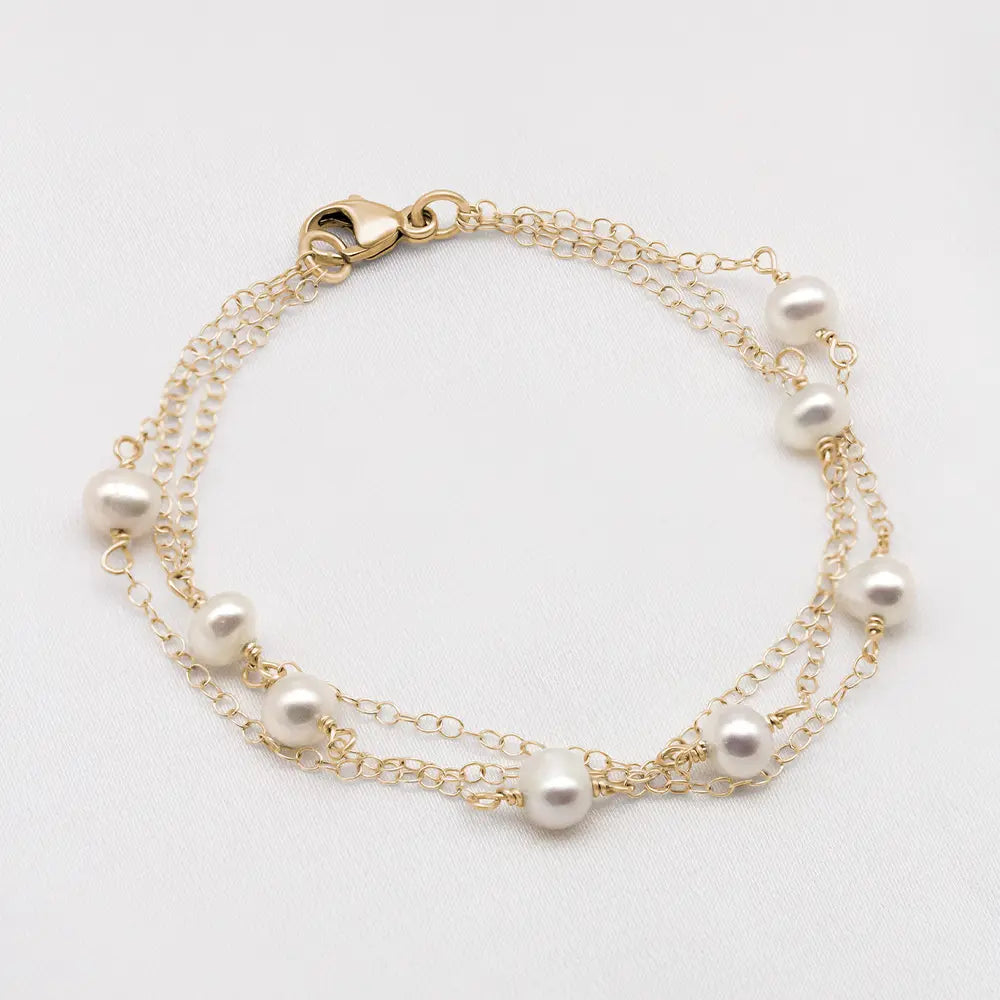 Ivy Layered Chain Pearl Bracelet