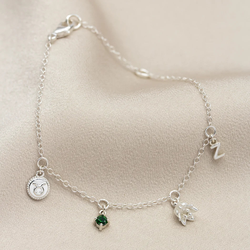 May Birthday Symbols Charm Bracelet