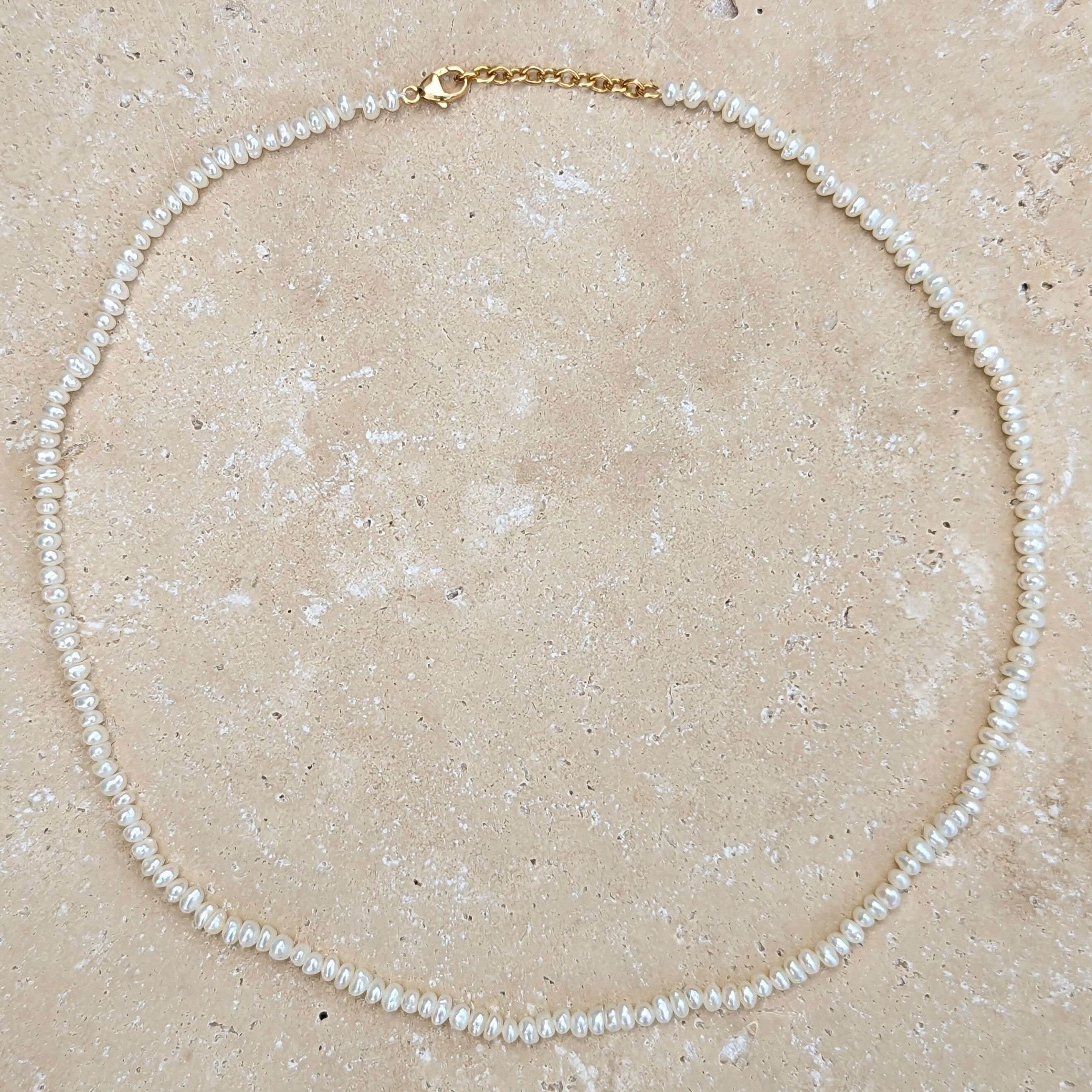 small keshi pearl necklace in gold filled