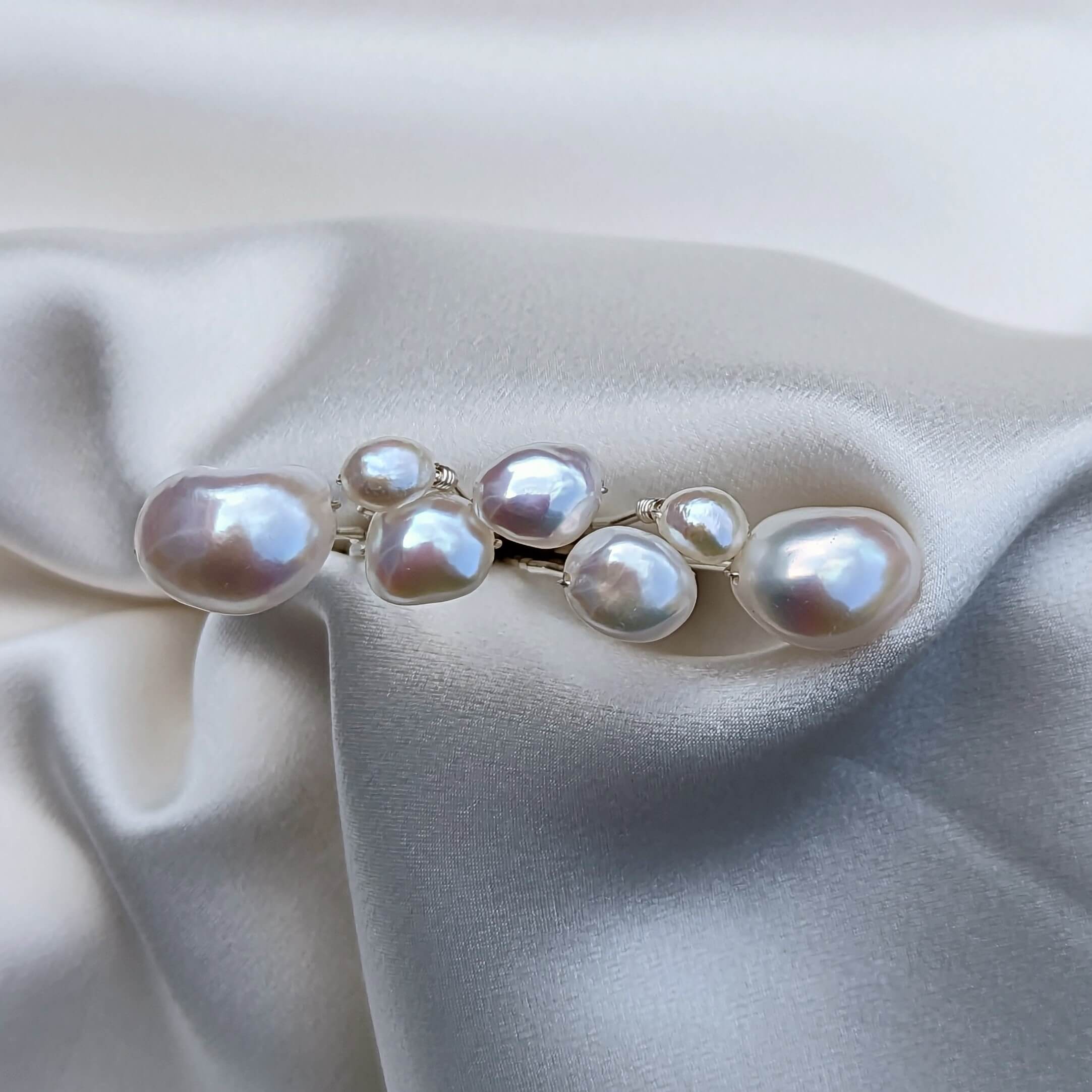 seven freshwater pearl hair pin set in mixed sizes