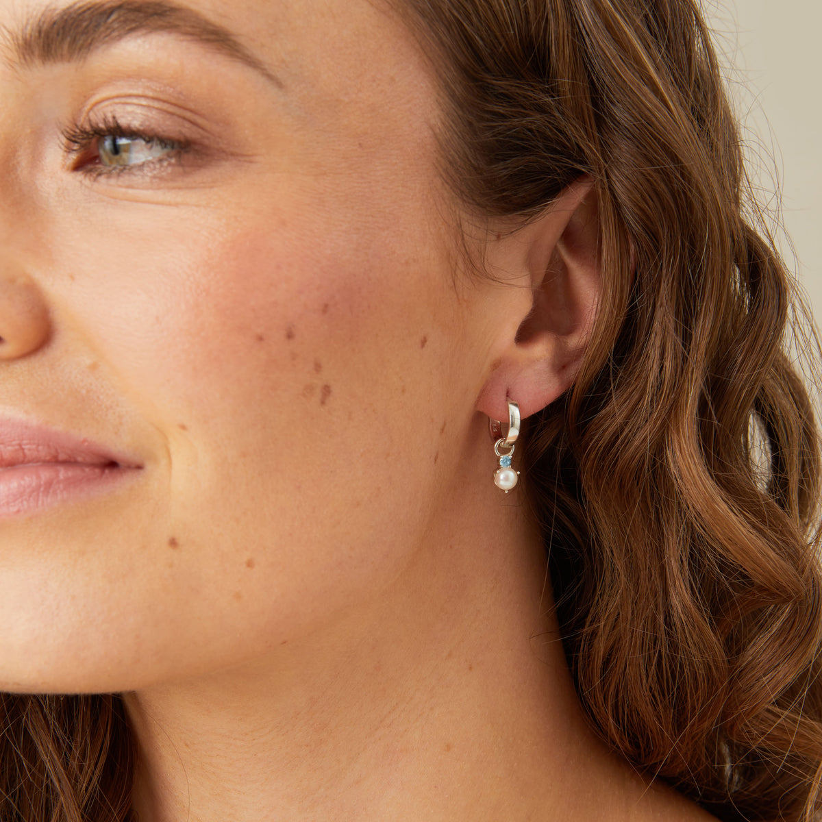 Something Blue Pearl Huggy Hoops