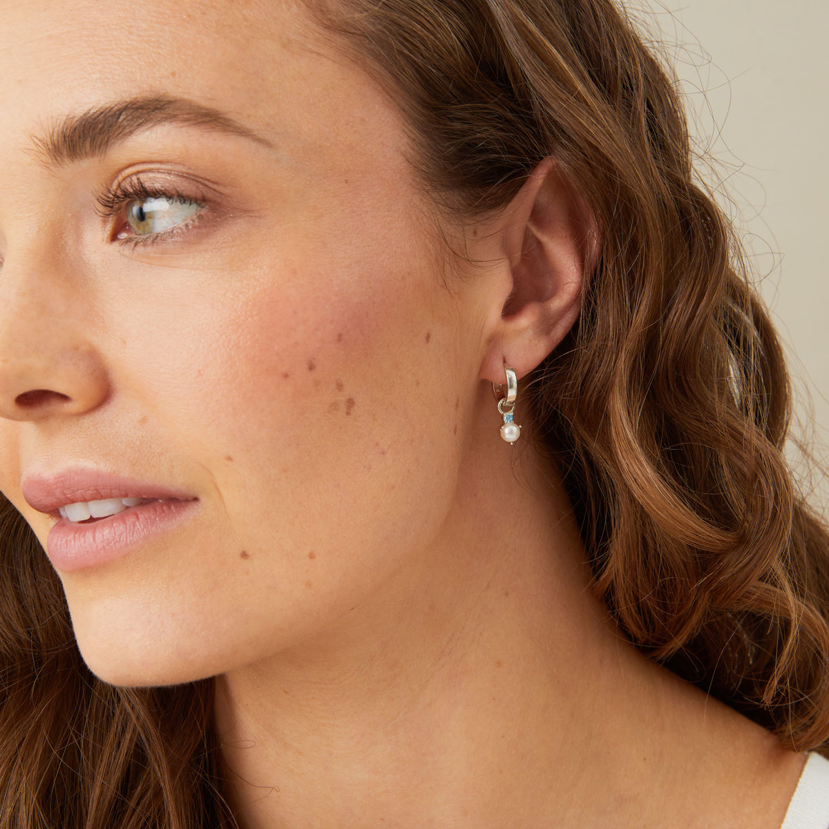 Something Blue Pearl Huggy Hoops