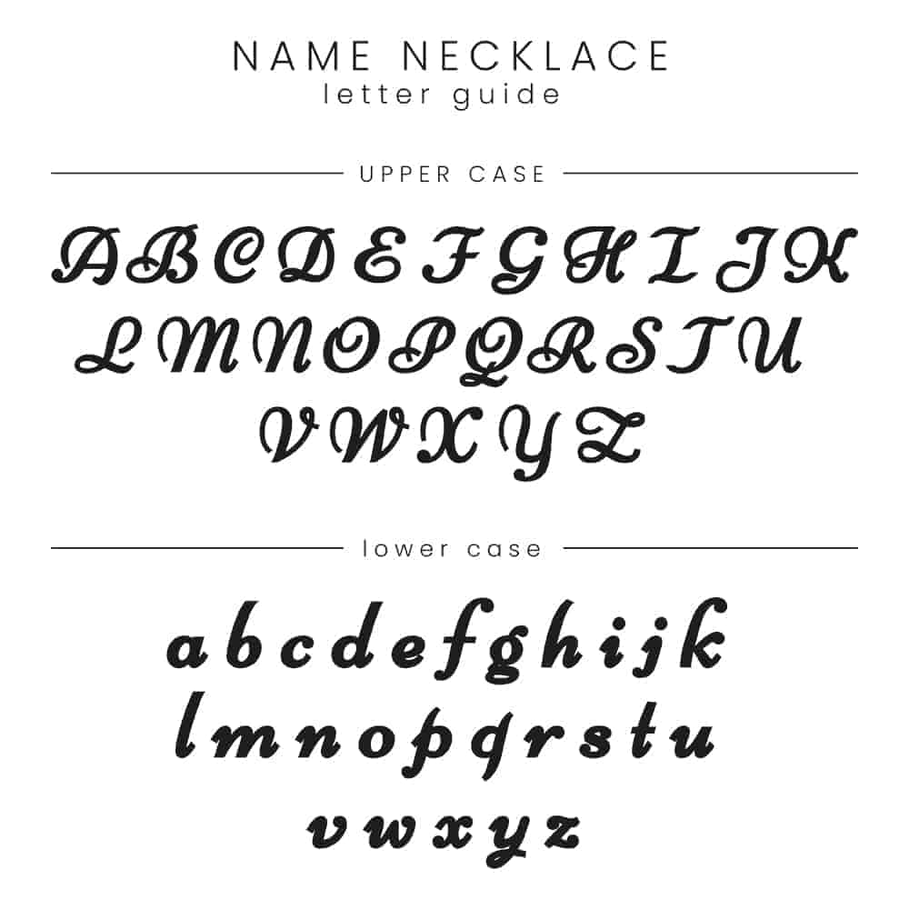 Name necklace font guide
