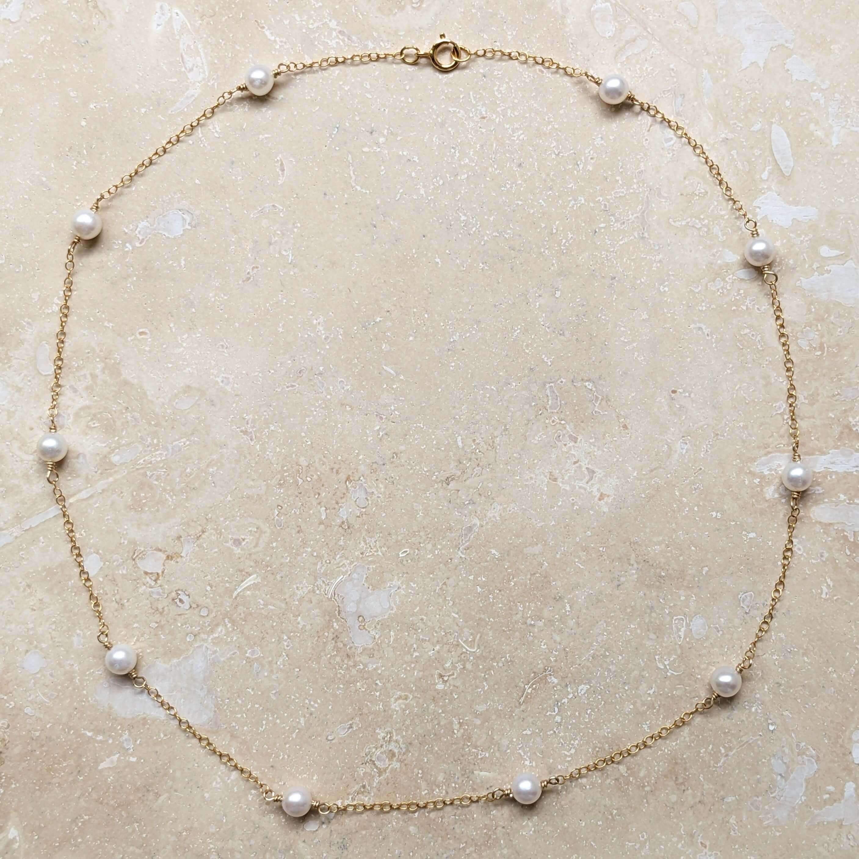 pearl chain necklace in gold filled