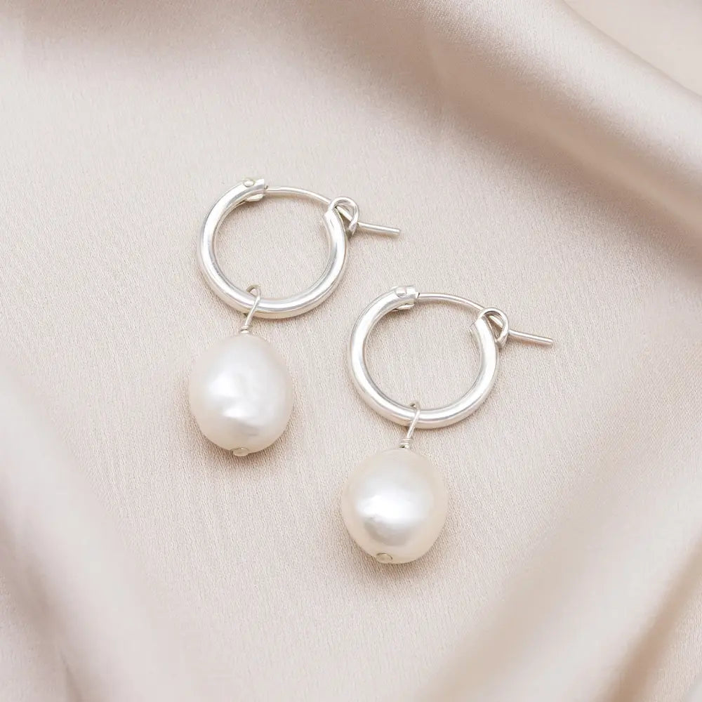 Sia Baroque Pearl Hoop Earrings