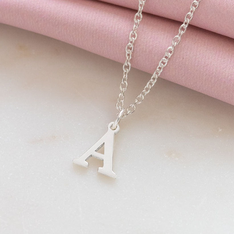 Sterling Silver Small Initial Necklace