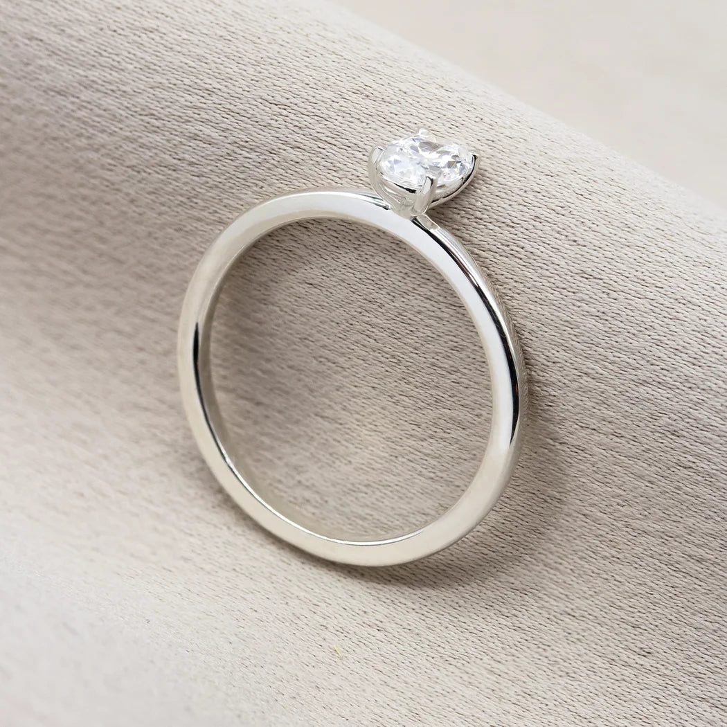 Sterling Silver 0.5ct Oval Engagement Ring - Asha