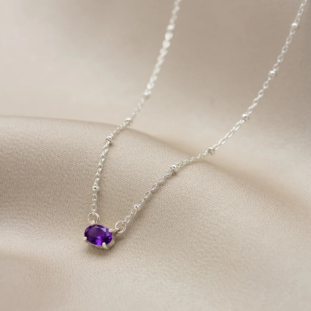 Amethyst Oval Crystal Necklace