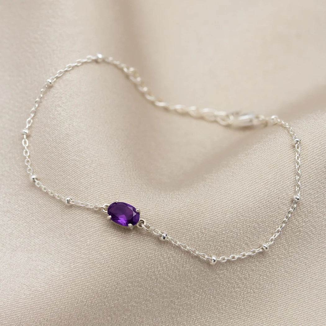 Amethyst Oval Gemstone Bracelet
