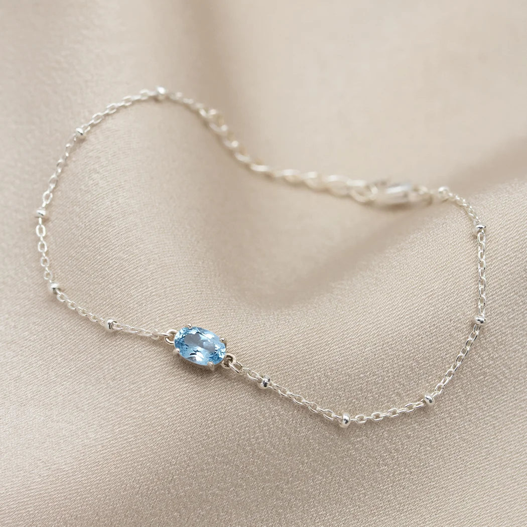 Aquamarine Oval Gemstone Bracelet