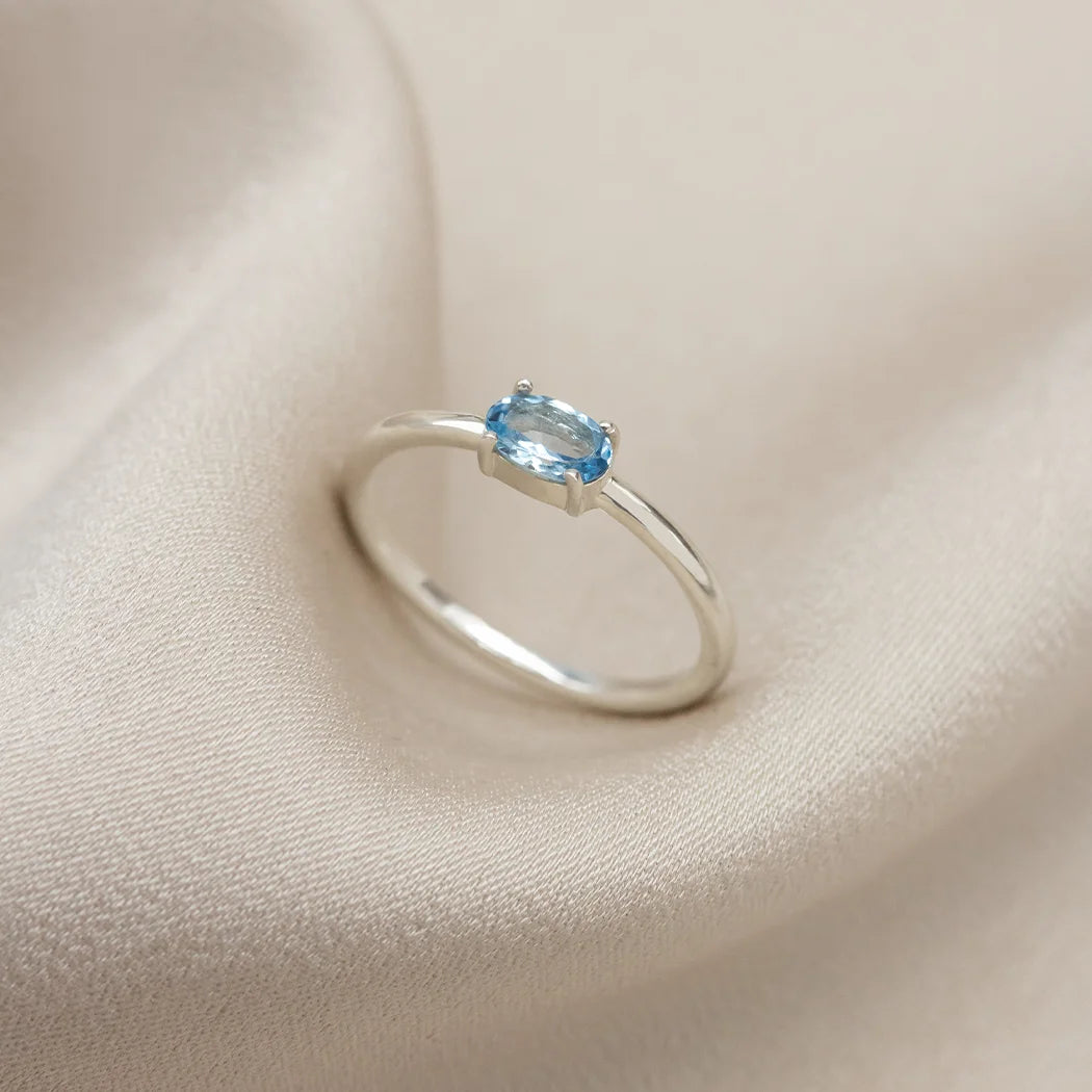Aquamarine Oval Gemstone Ring