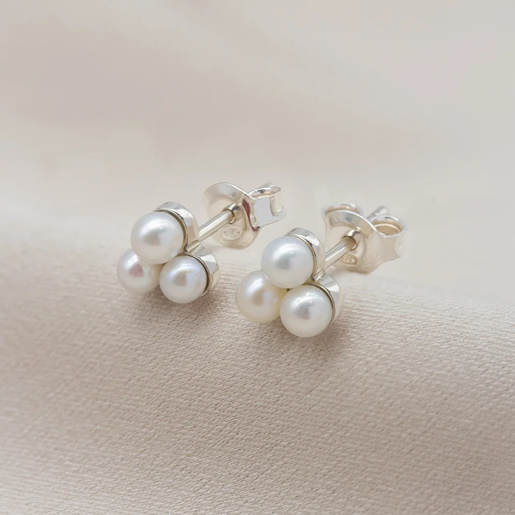 Pearl Trilogy Stud Earrings