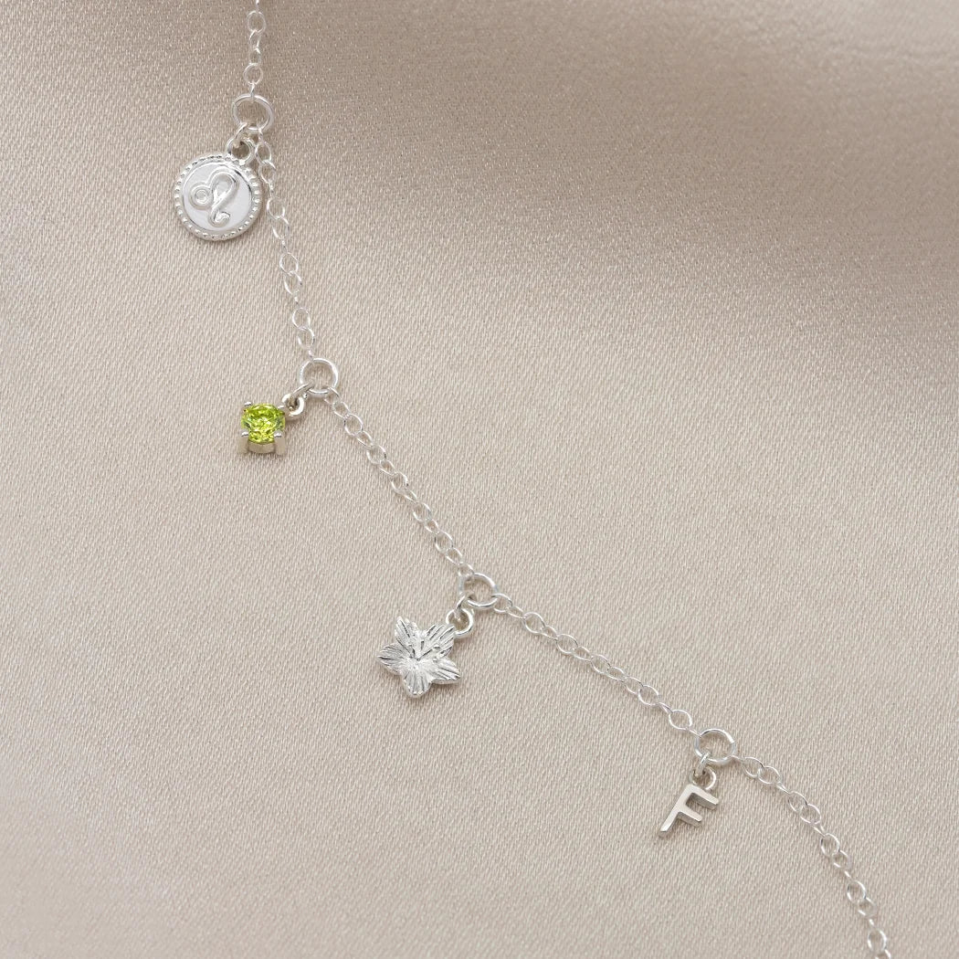 August Birthday Symbols Charm Bracelet
