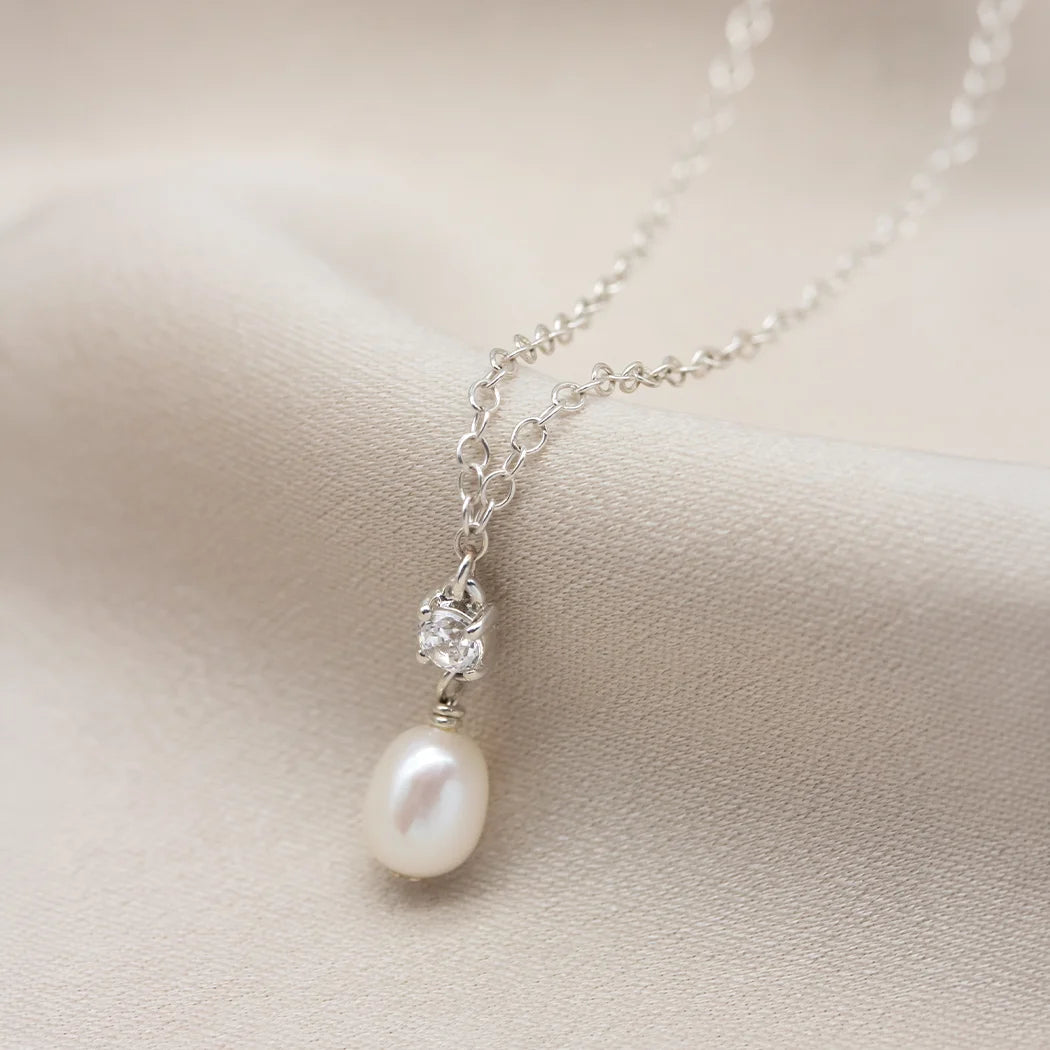 Mini Pearl and Crystal Pendant Necklace - Halley