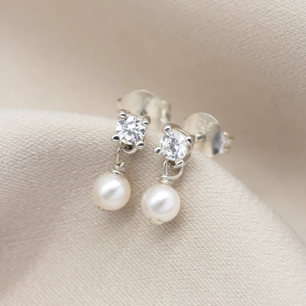 Mini Lab Grown Diamond Pearl Studs - Kaia