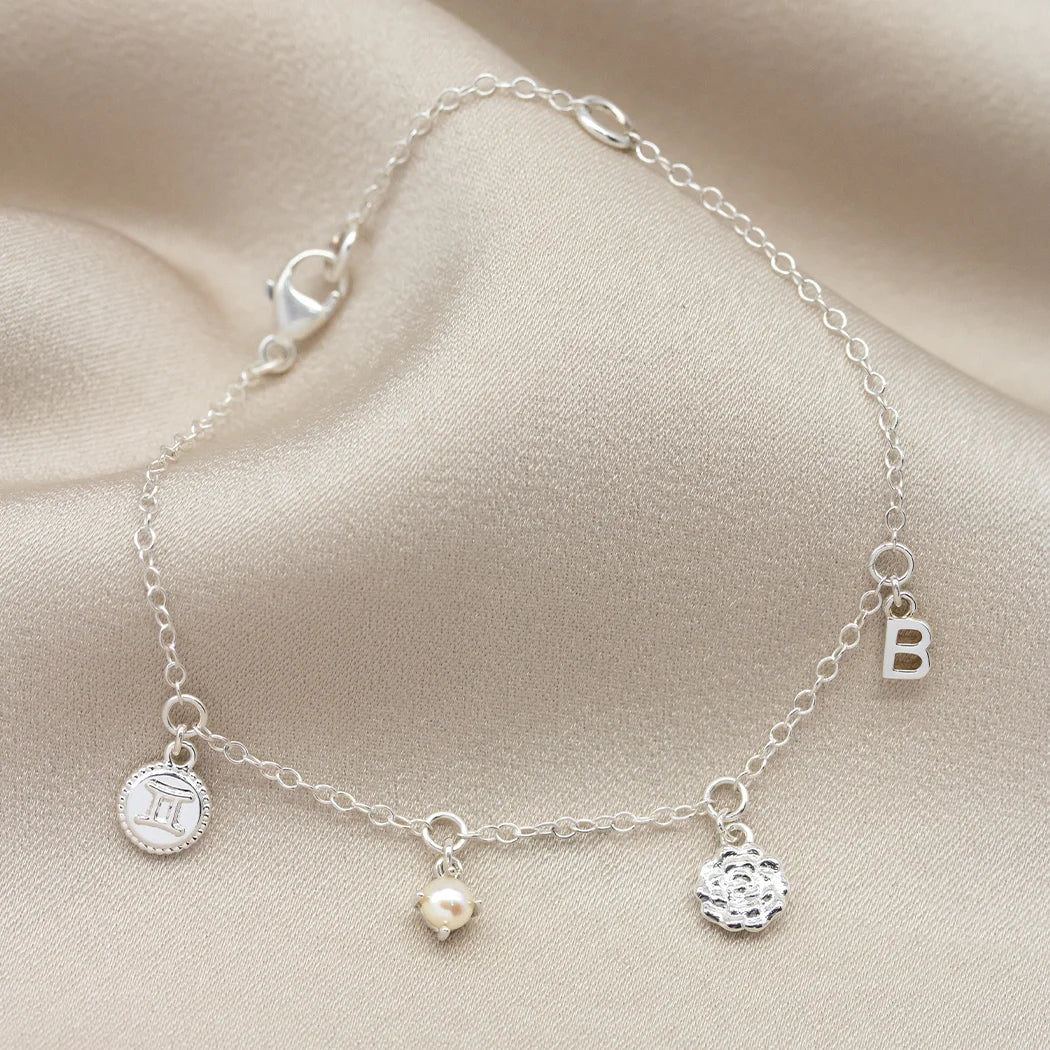 June Birthday Symbols Charm Bracelet