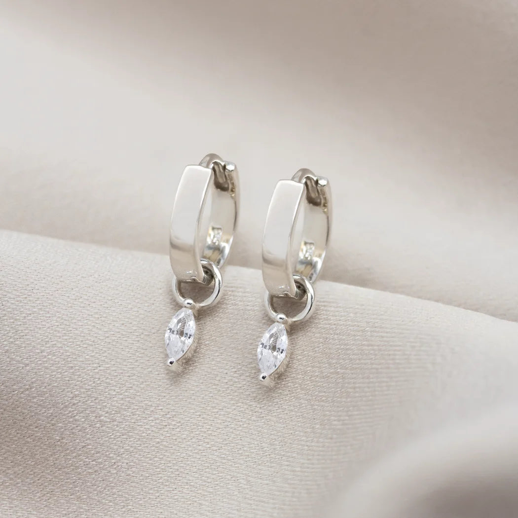 Mini Marquise Birthstone Huggy Hoops