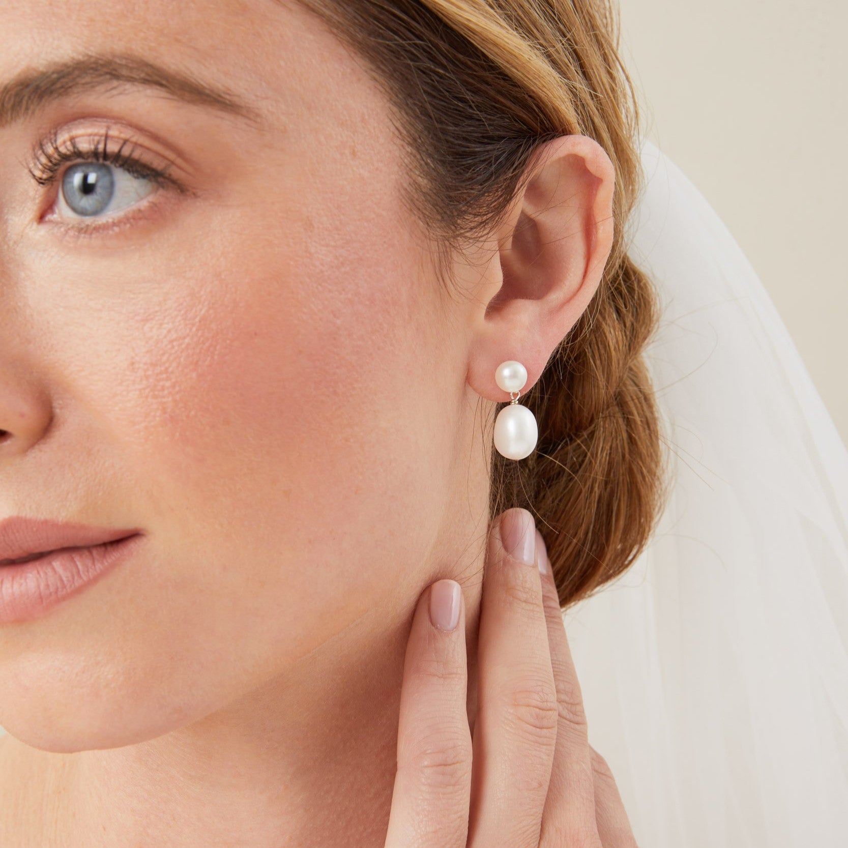 Eloise Pearl Stud Drop Earrings