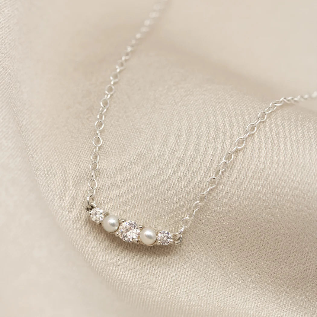 Dainty Pearl and Diamond Necklace - Haru